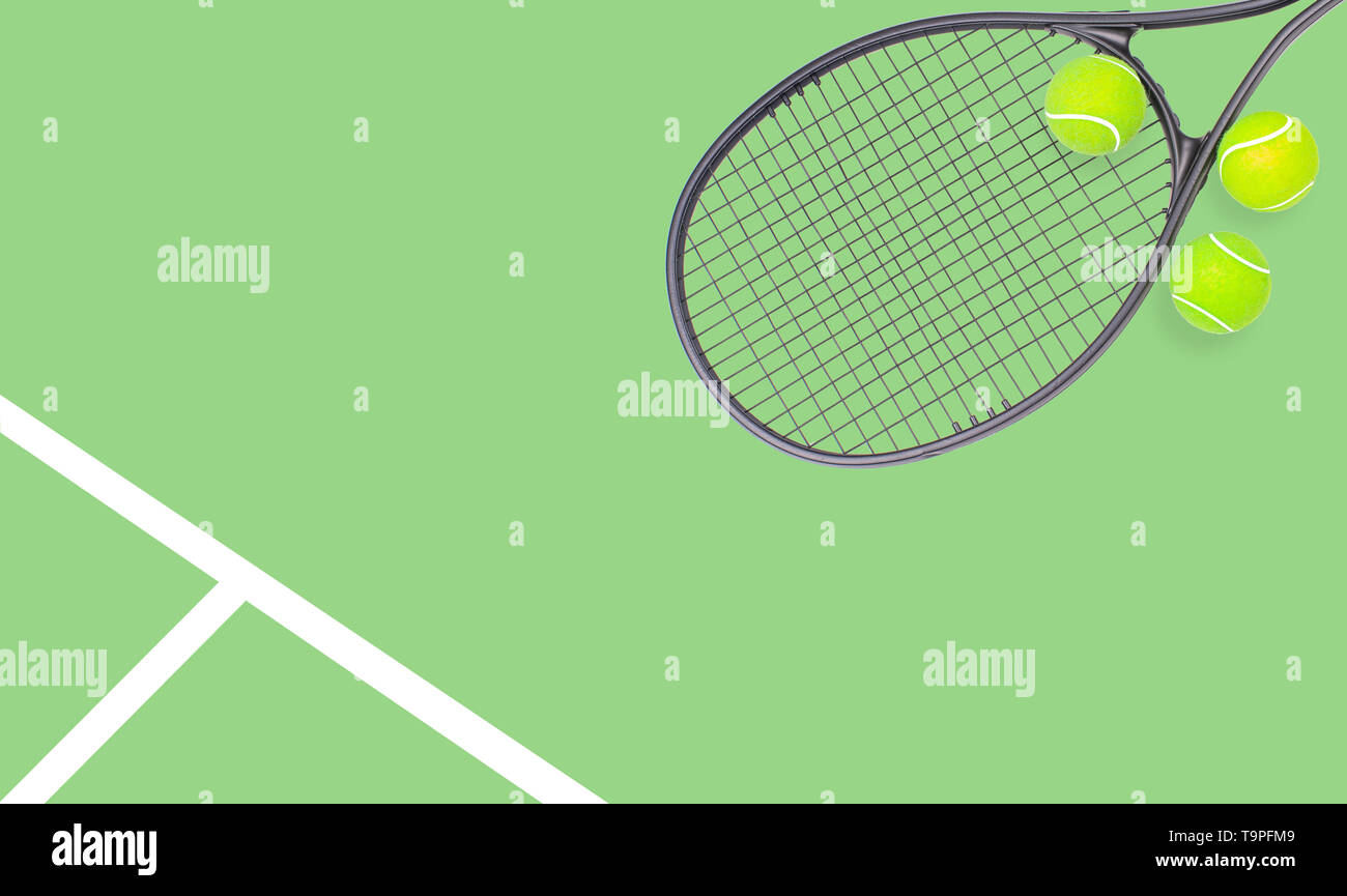 Tennis racket and ball sports on pastel green background Stock Photo ...