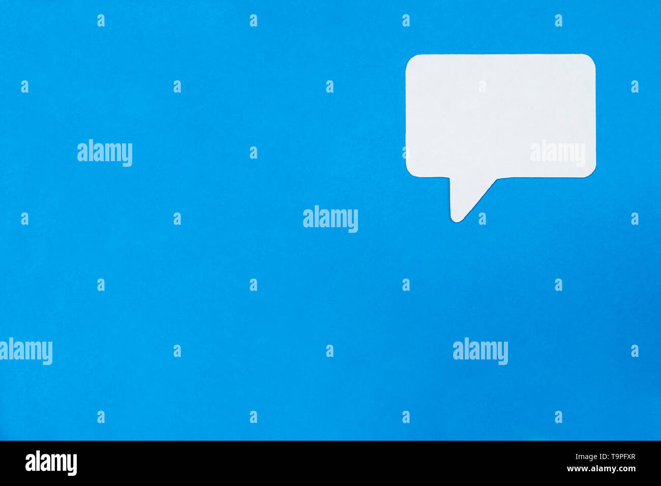 Paper speech concept on blue background. Social Media Chat concept. Stock Photo