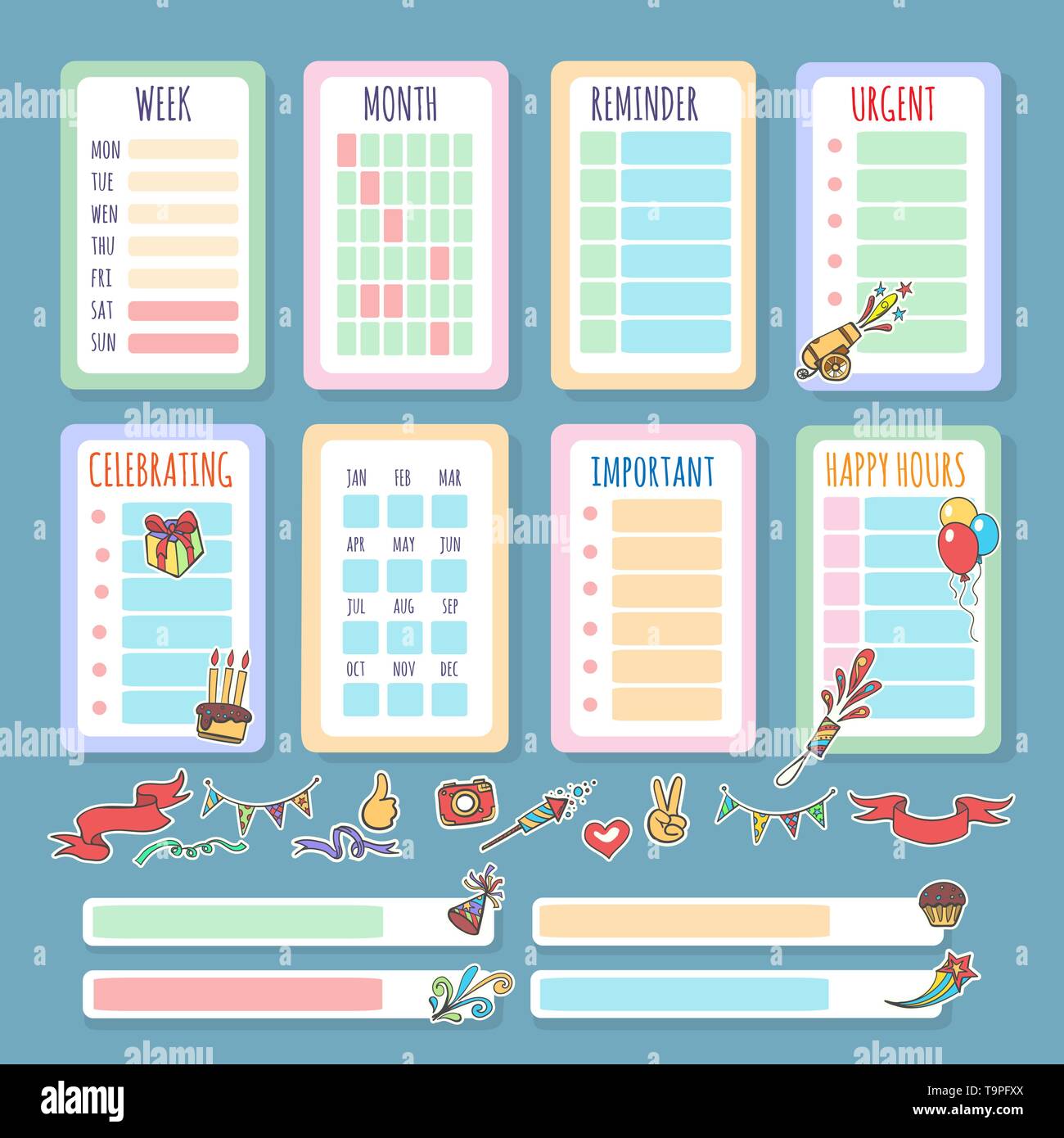 planner template set cute decorative dates daily note sheet daily sheet calender