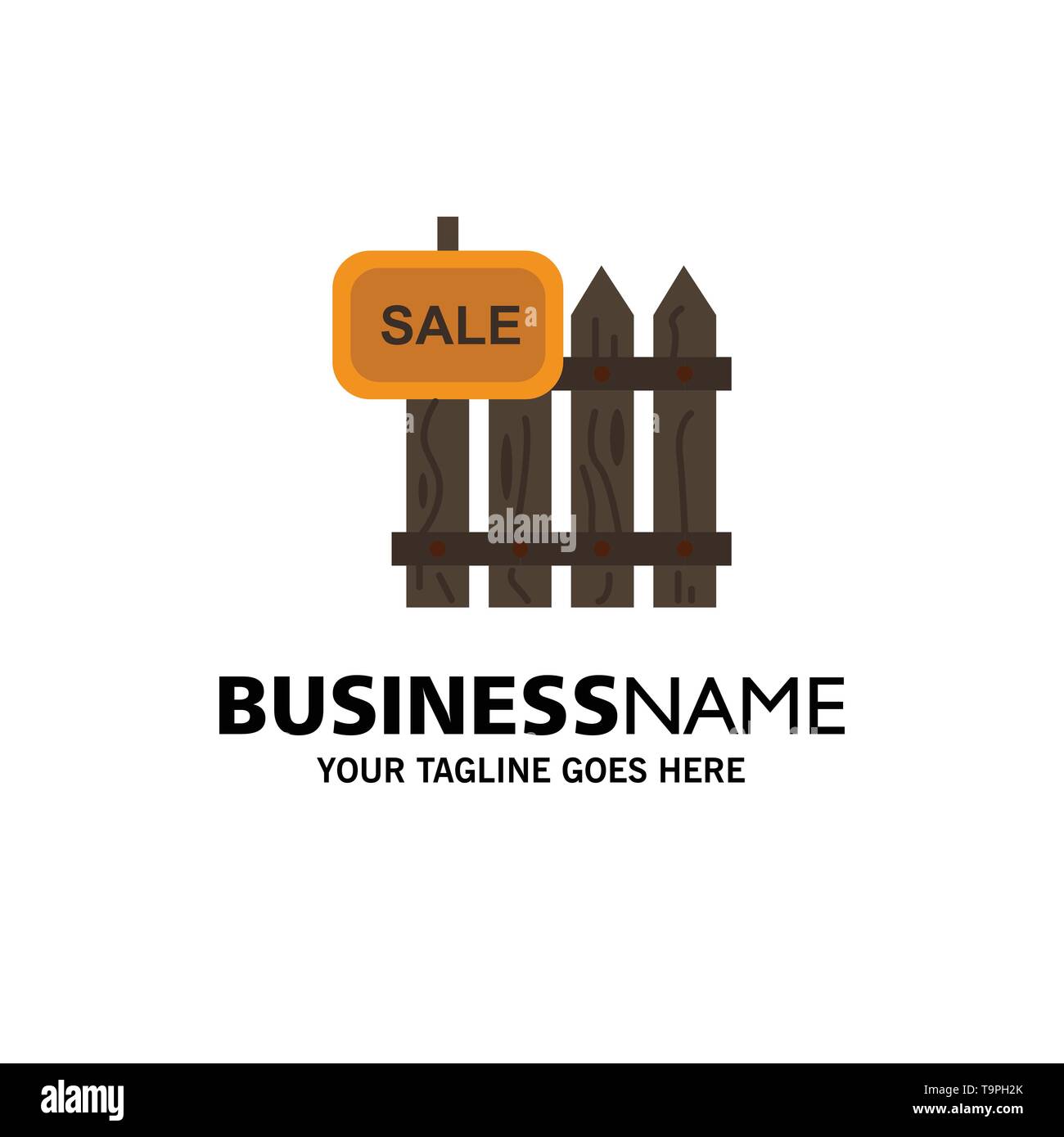 Fence, Wood, Realty, Sale, Garden, House Business Logo Template. Flat Color Stock Vector