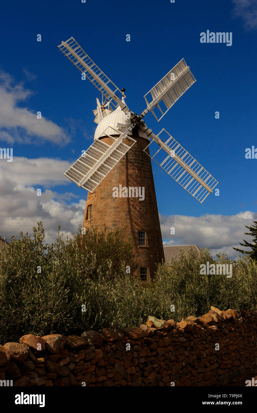 Callington Mill in Oatlands in the Tasmania Midlands was built in 1837.   It is a Georgian era flour mill. Stock Photo