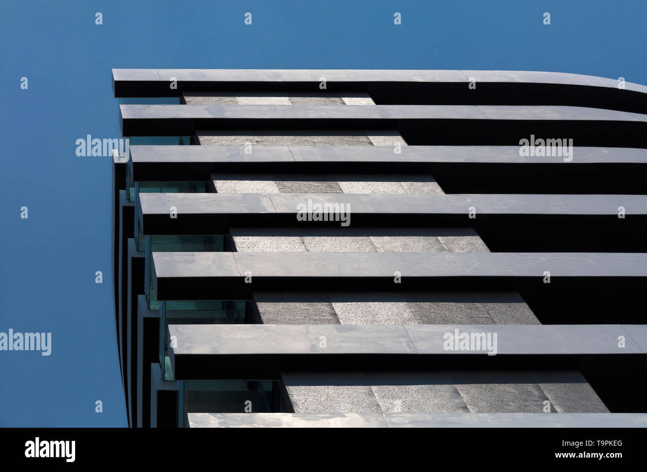 Horizontal and vertical lines in modern architecture of residential and