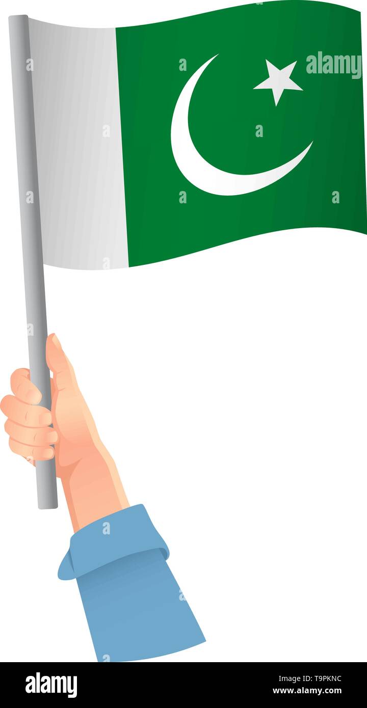 Pakistan flag in hand. Patriotic background. National flag of Pakistan ...