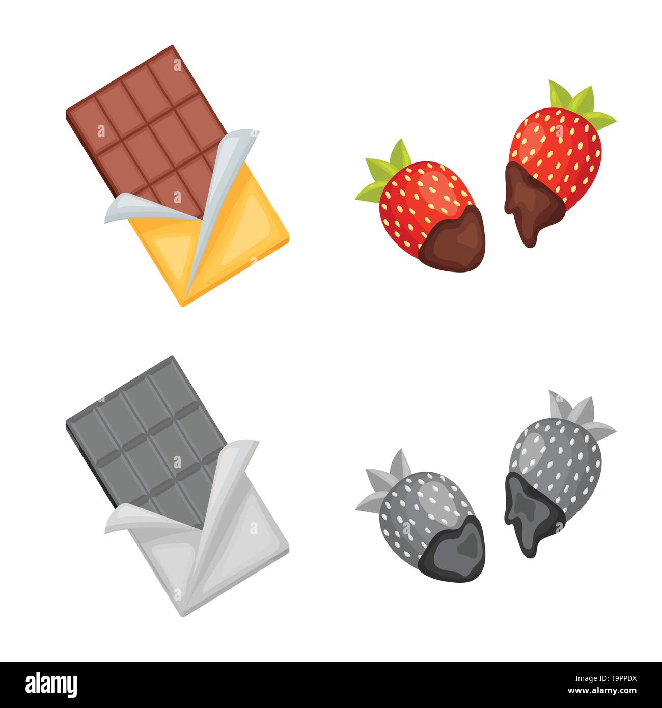 Vector illustration of food and yummy sign. Set of food and brown ...
