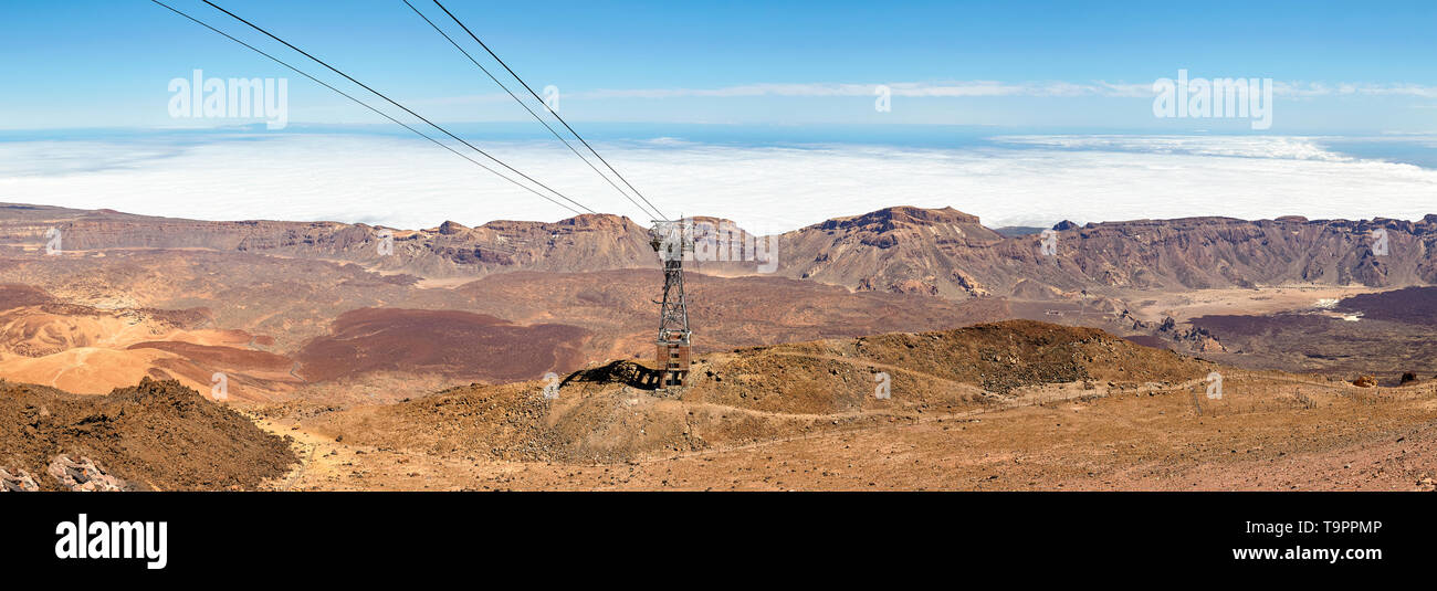 Panoramic view from Teide Cable car station at Mount Teide, the highest peak in Spain, Teide National Park, Tenerife, Spain. Stock Photo