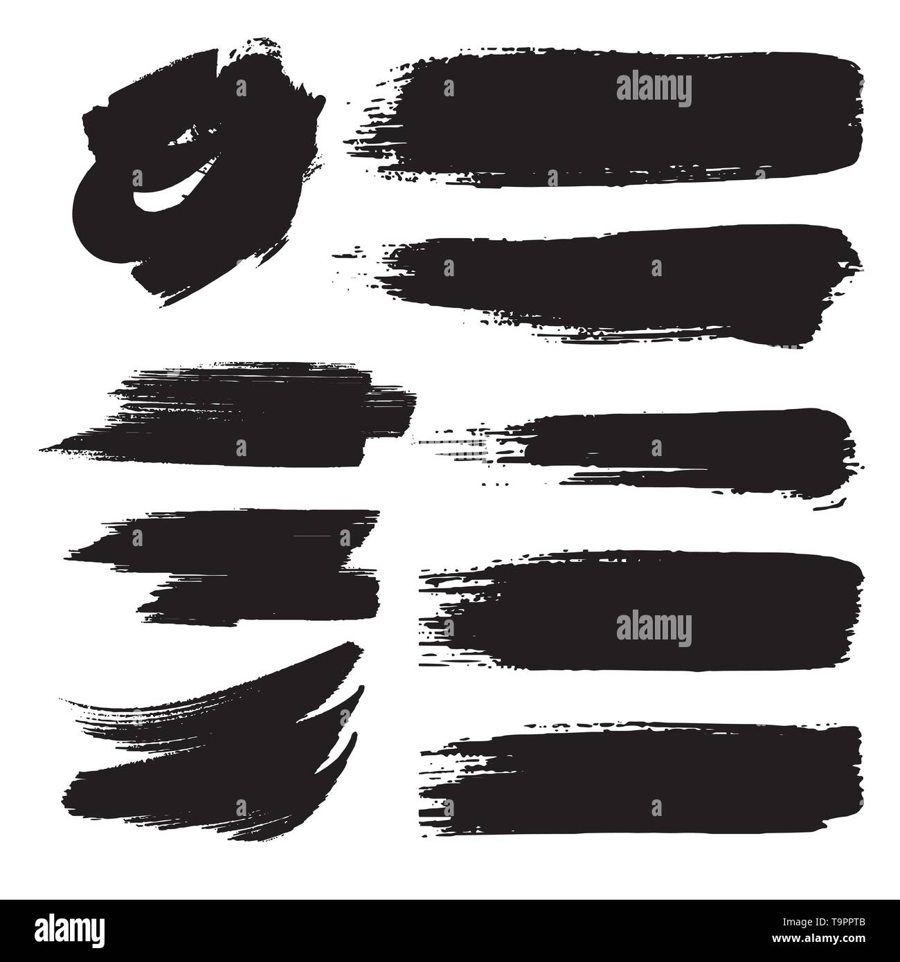 Set of brush strokes, Black ink grunge brush strokes. Vector ...