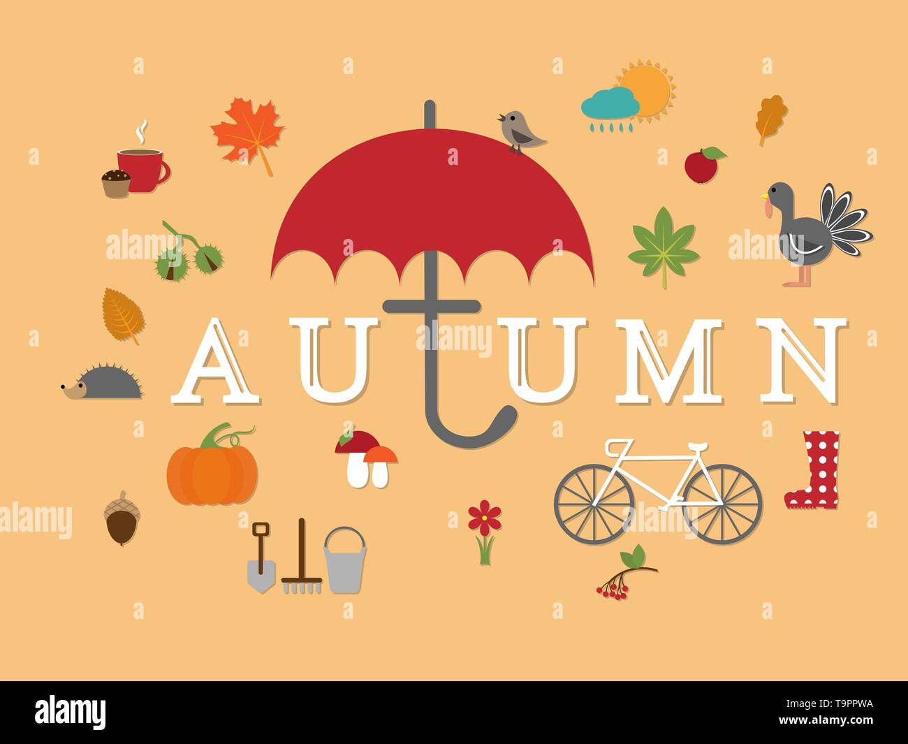 collection of autumn flat icons vector for design Stock Vector Image ...