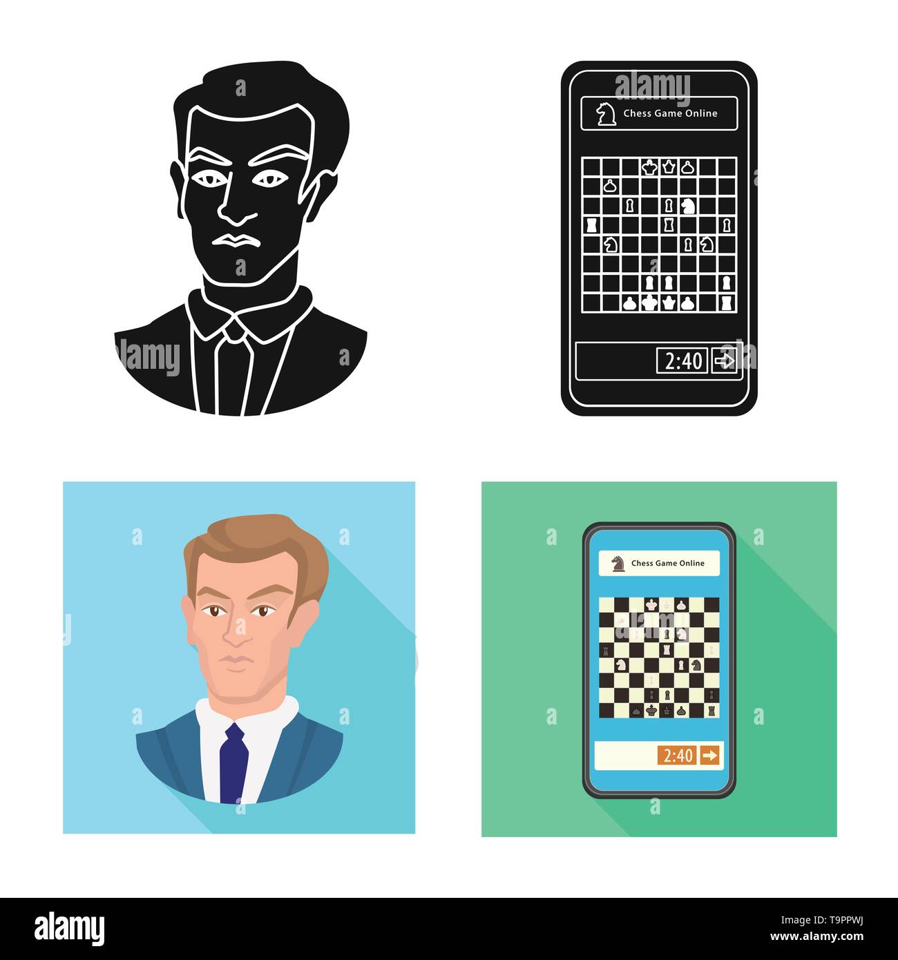 Vector illustration of checkmate and thin icon. Collection of checkmate ...