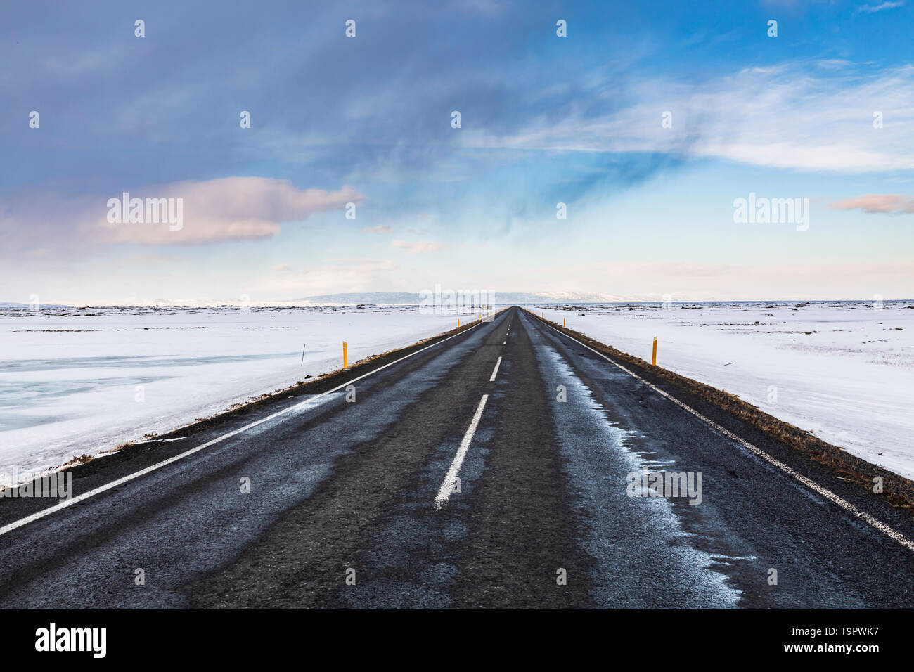 Winter storm coming at a snowy landscape, Iceland Stock Photo - Alamy