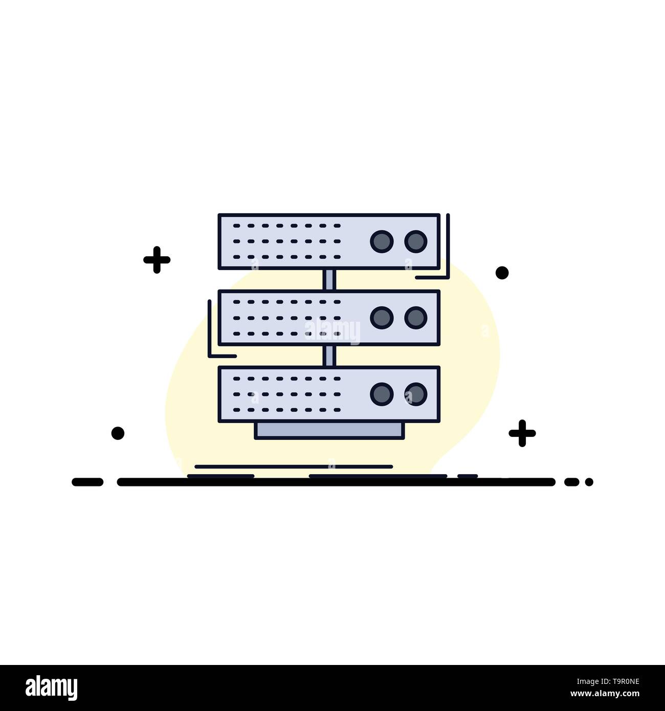 server, storage, rack, database, data Flat Color Icon Vector Stock
