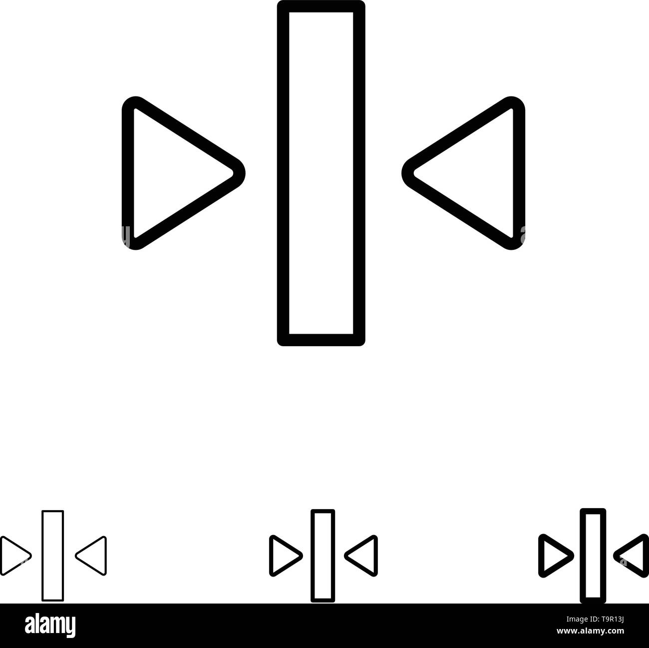 Play, Pause, Back, Media Bold and thin black line icon set Stock Vector ...