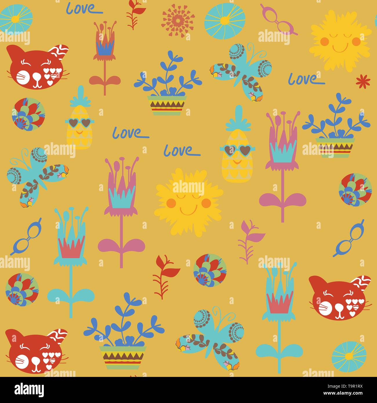 Cats seamless pattern. It is located in swatch menu, vector Stock Vector