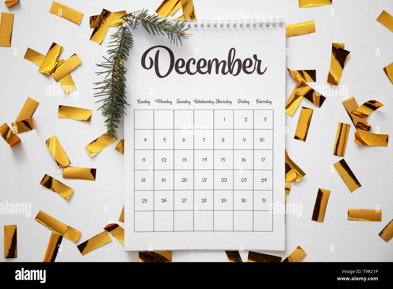 December calendar page hi-res stock photography and images - Alamy