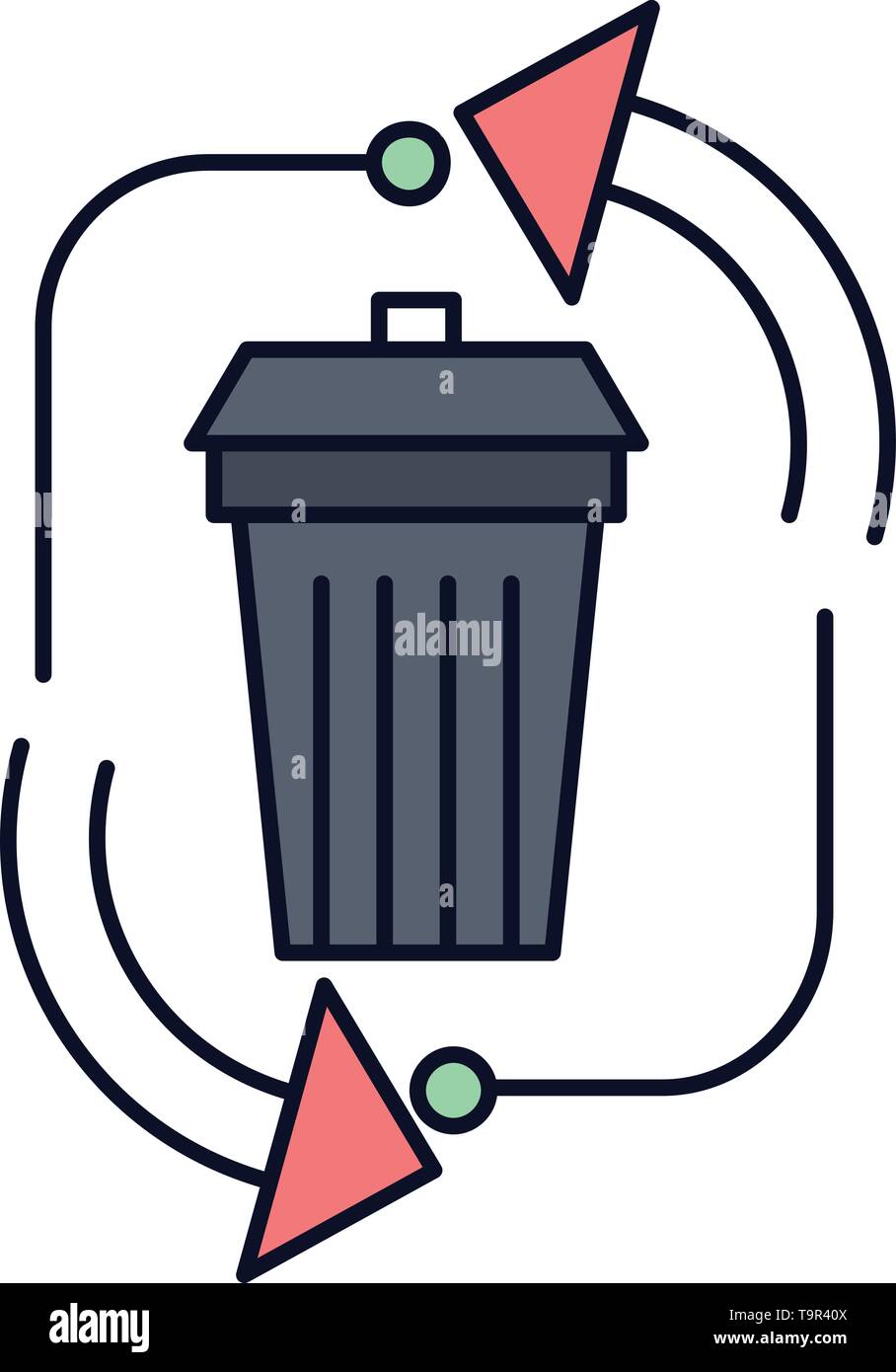 waste, disposal, garbage, management, recycle Flat Color Icon Vector