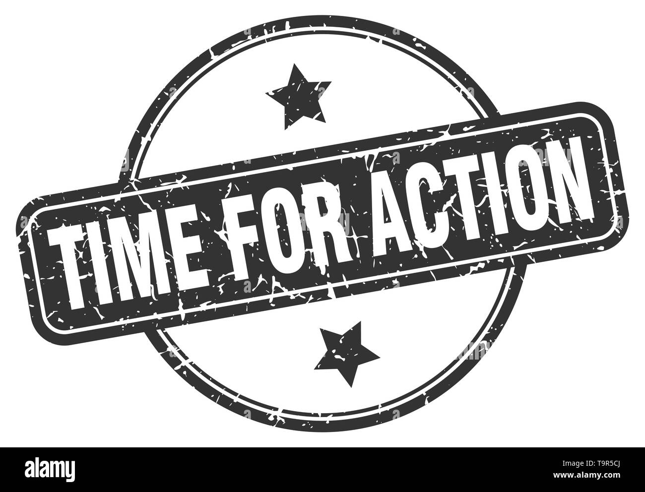 Time for action round vintage grunge stamp stock vector image art alamy