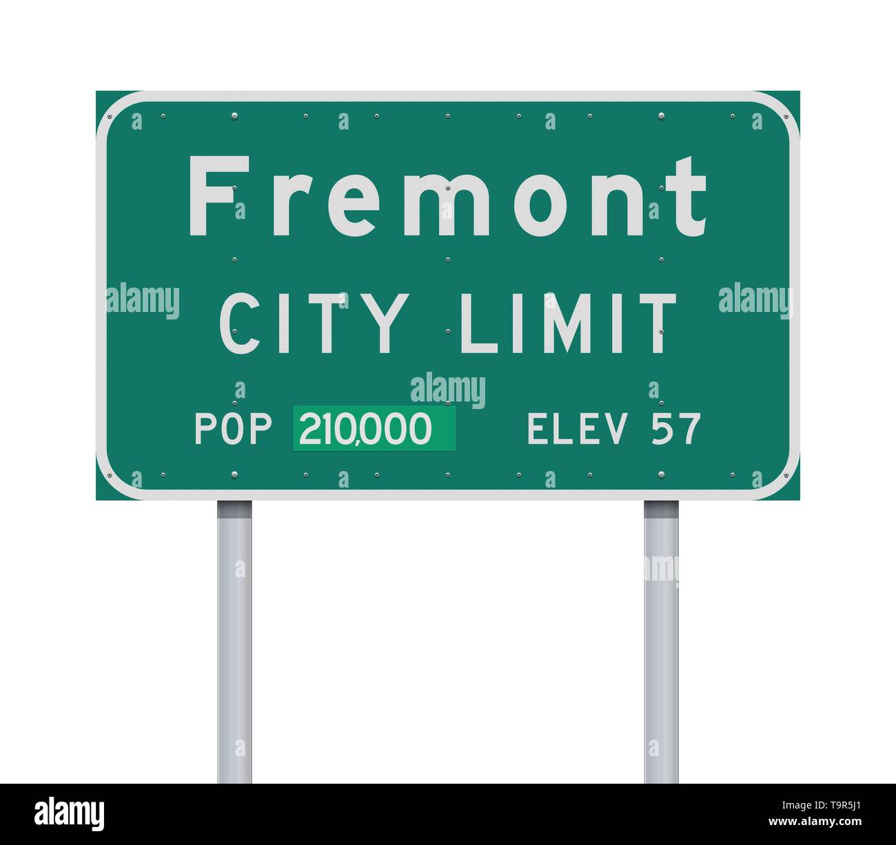 Vector illustration of the Fremont City Limit green road sign Stock