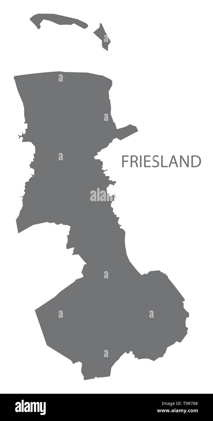 Friesland grey county map of Lower Saxony Germany DE Stock Vector Image