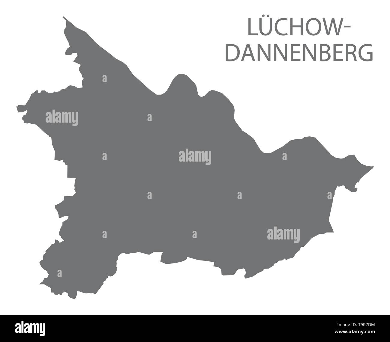 Luechow-Dannenberg grey county map of Lower Saxony Germany DE Stock Vector
