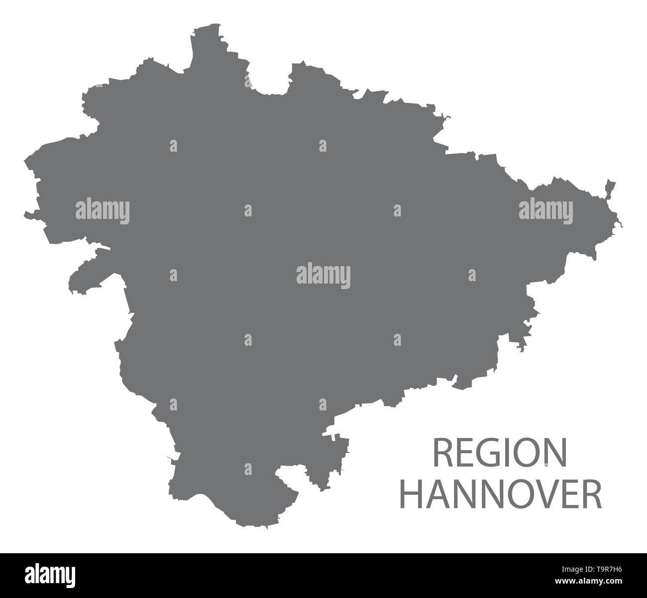Region Hannover grey county map of Lower Saxony Germany DE Stock Vector