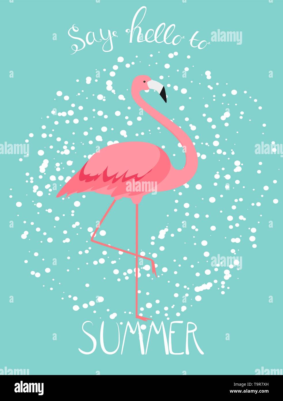 Summer creative poster with pink flamingo. Vector Illustration. EPS10 ...