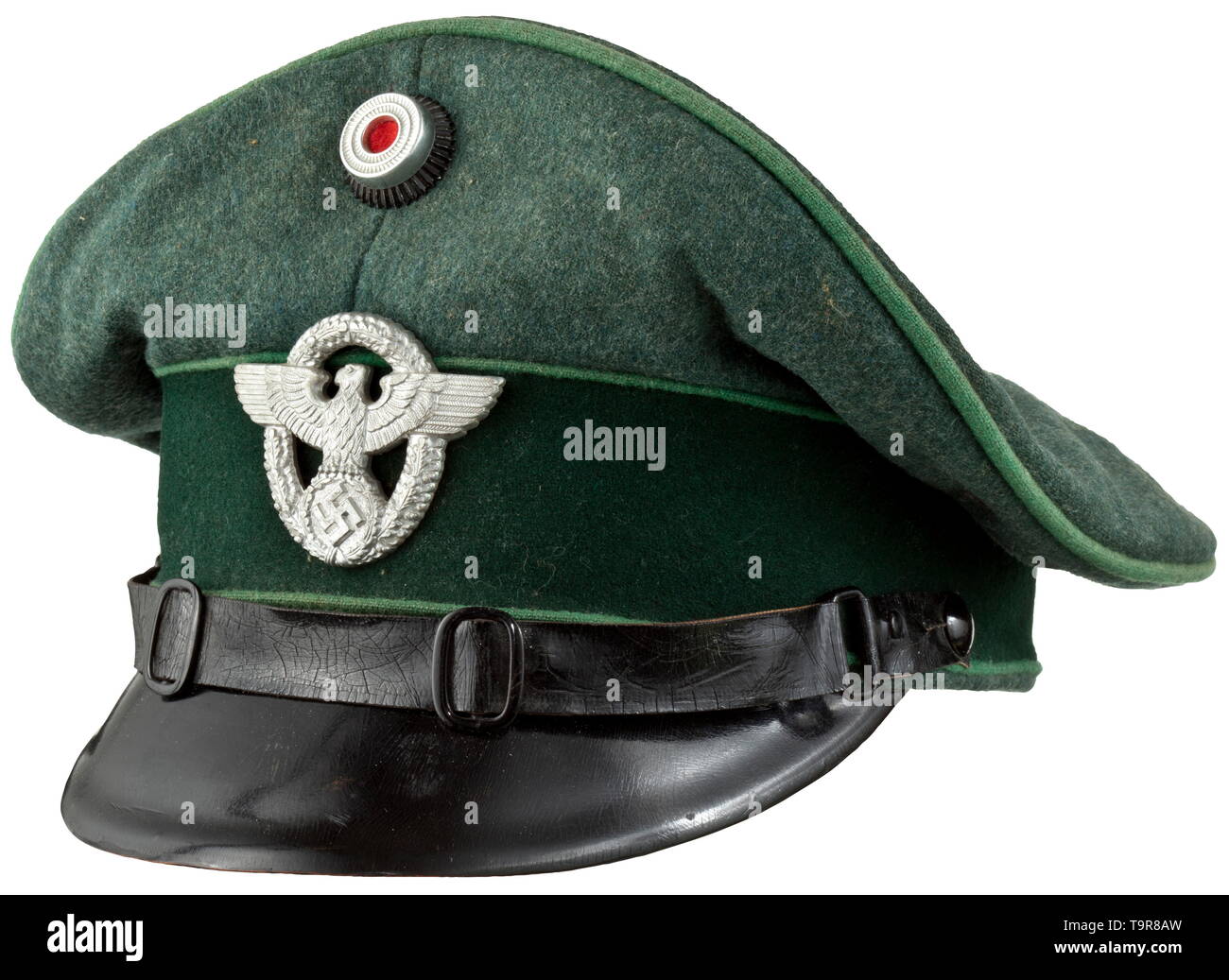 A visor cap for a Wachtmeister (constable) of the Schutzpolizei (tr. protection police) adapted Landespolizei cap historic, historical, 20th century, Additional-Rights-Clearance-Info-Not-Available Stock Photo