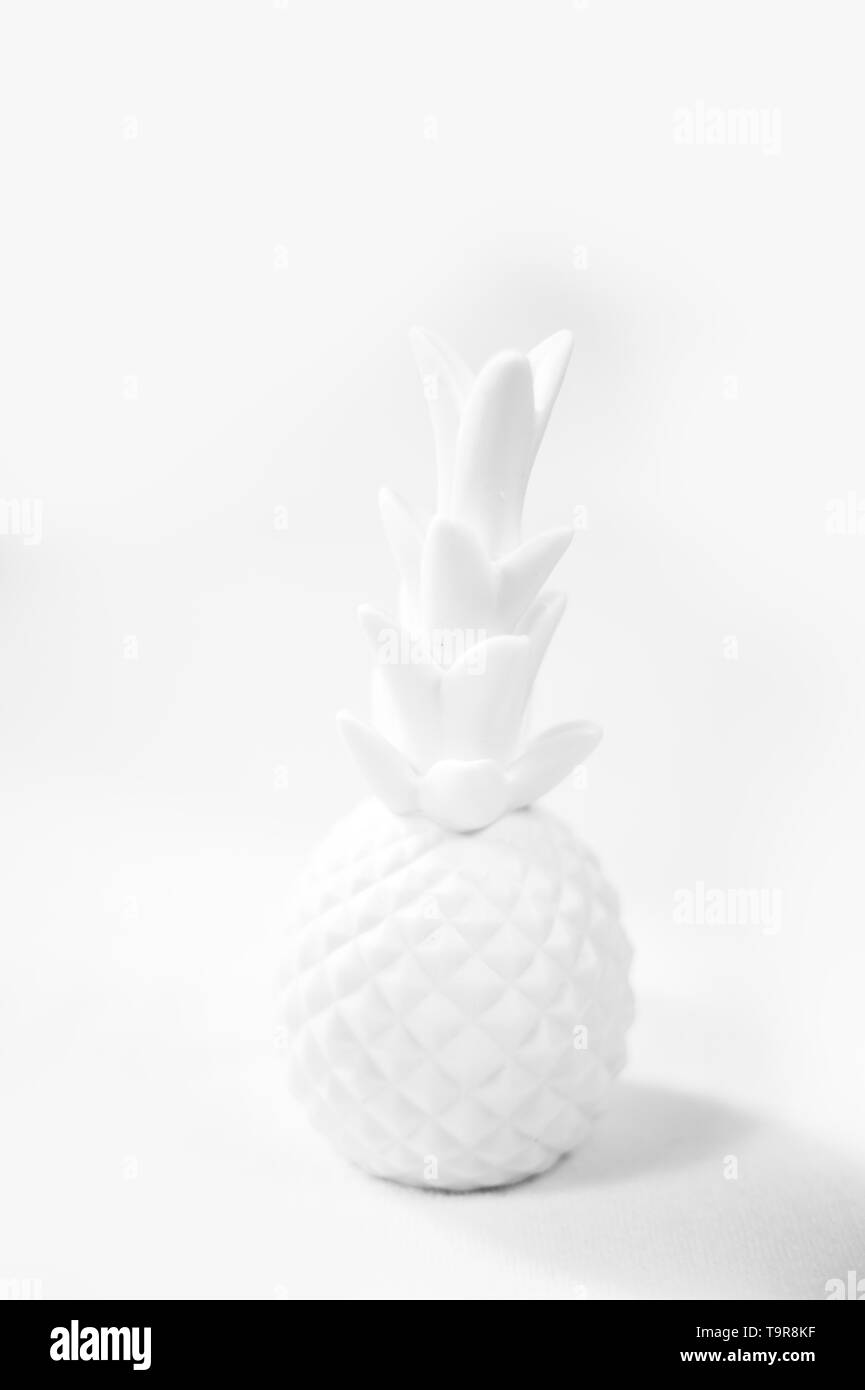 White pine apple on white background. minimal summer food food concept Stock Photo