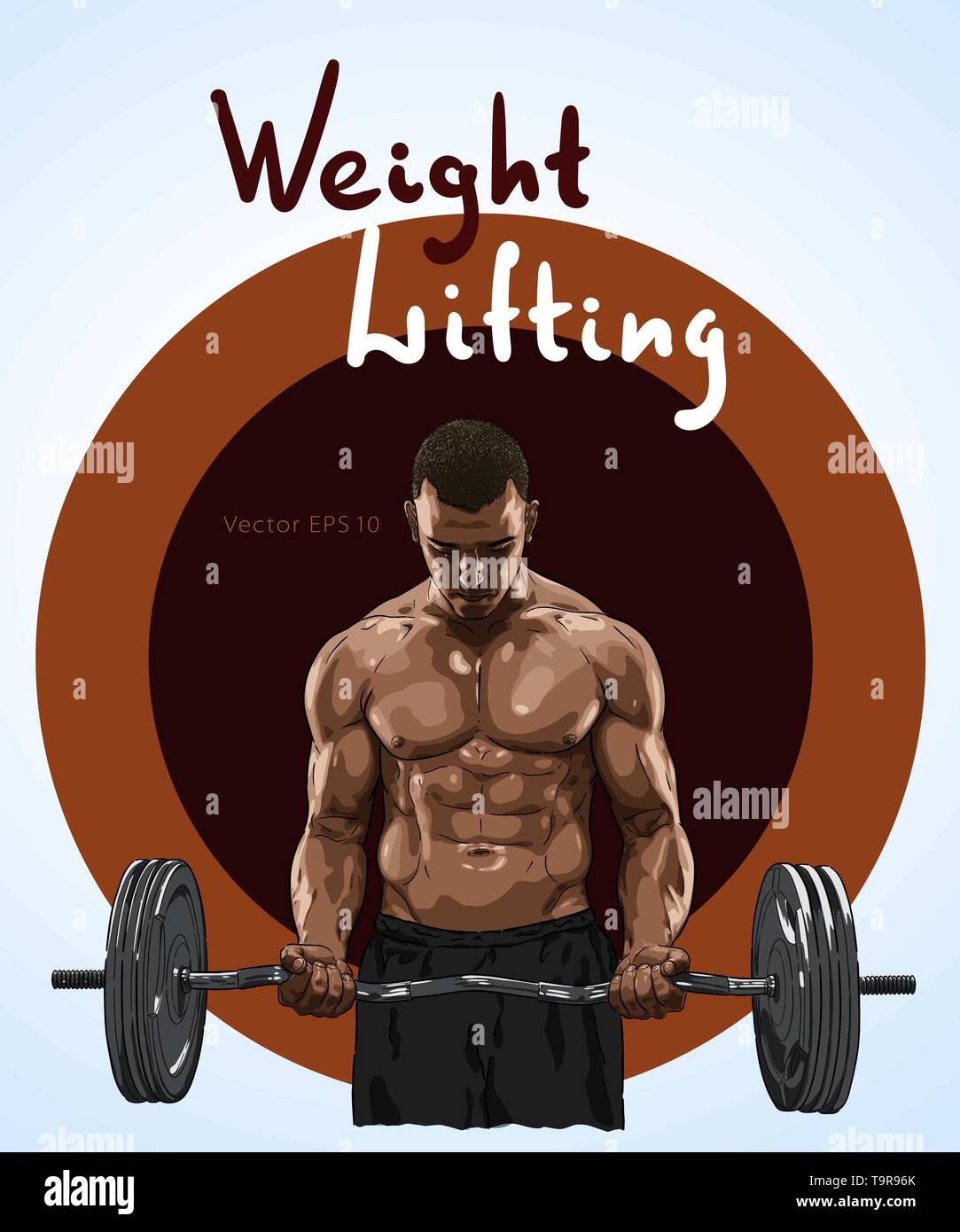 Weight Lifter man lifting heavy weight for Sports. Stock Vector