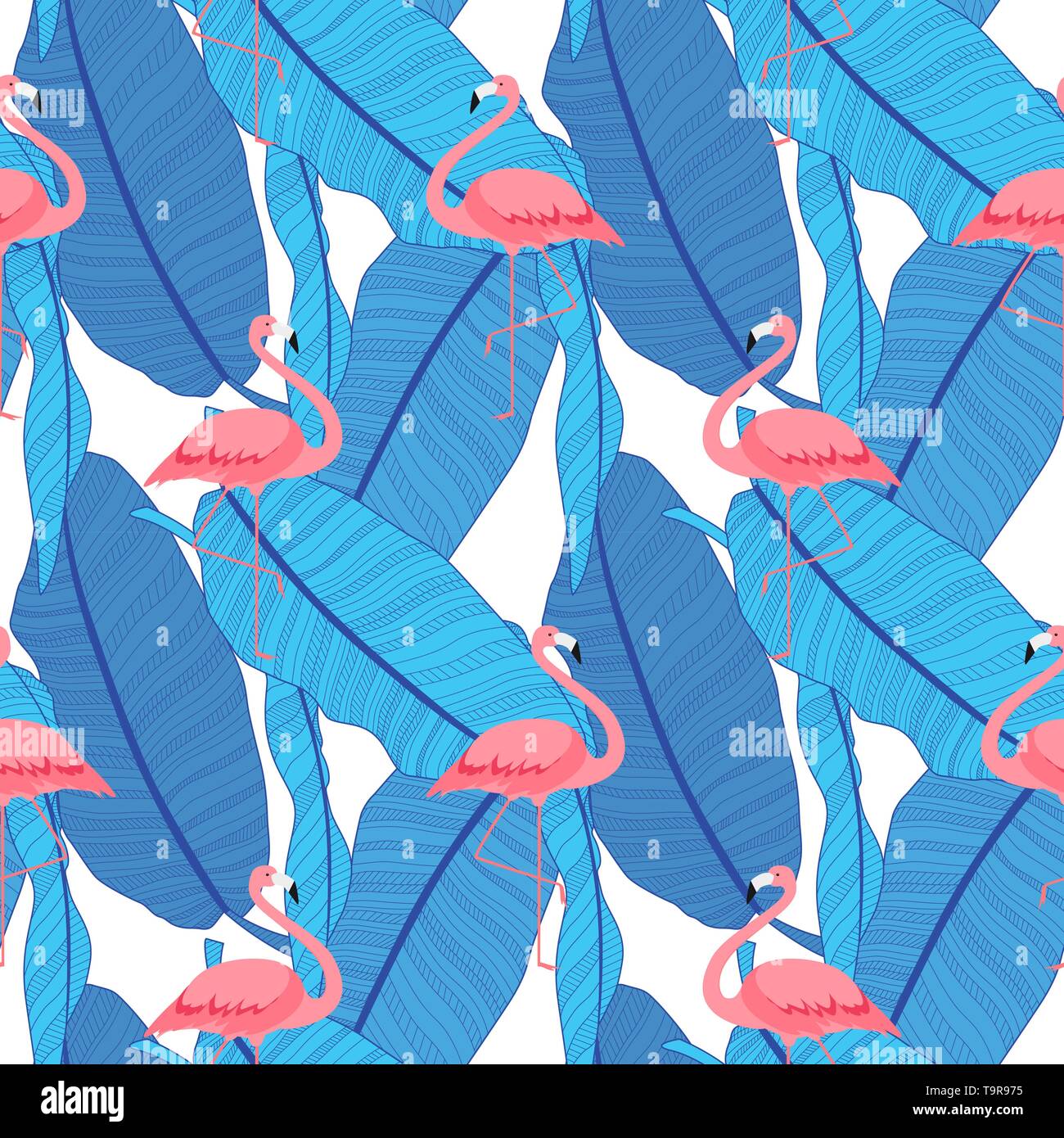 Colorful Pink Flamingo Seamless Pattern Background. Vector Illustration ...