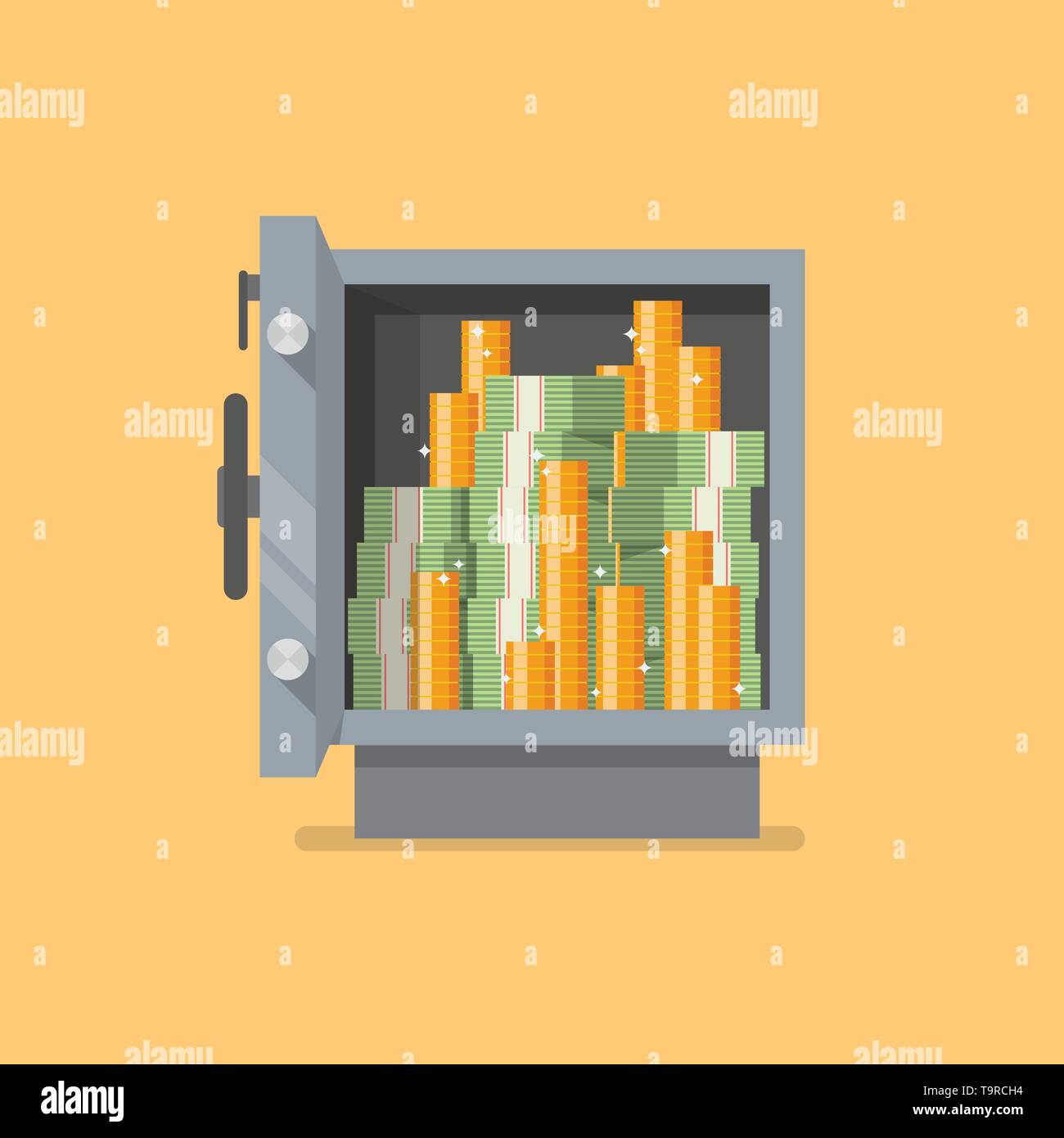 Safe full of money. Vector illustration Stock Vector