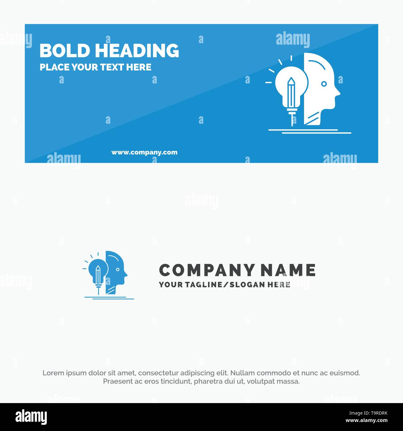 User Mind Making Programming Solid Icon Website Banner And
