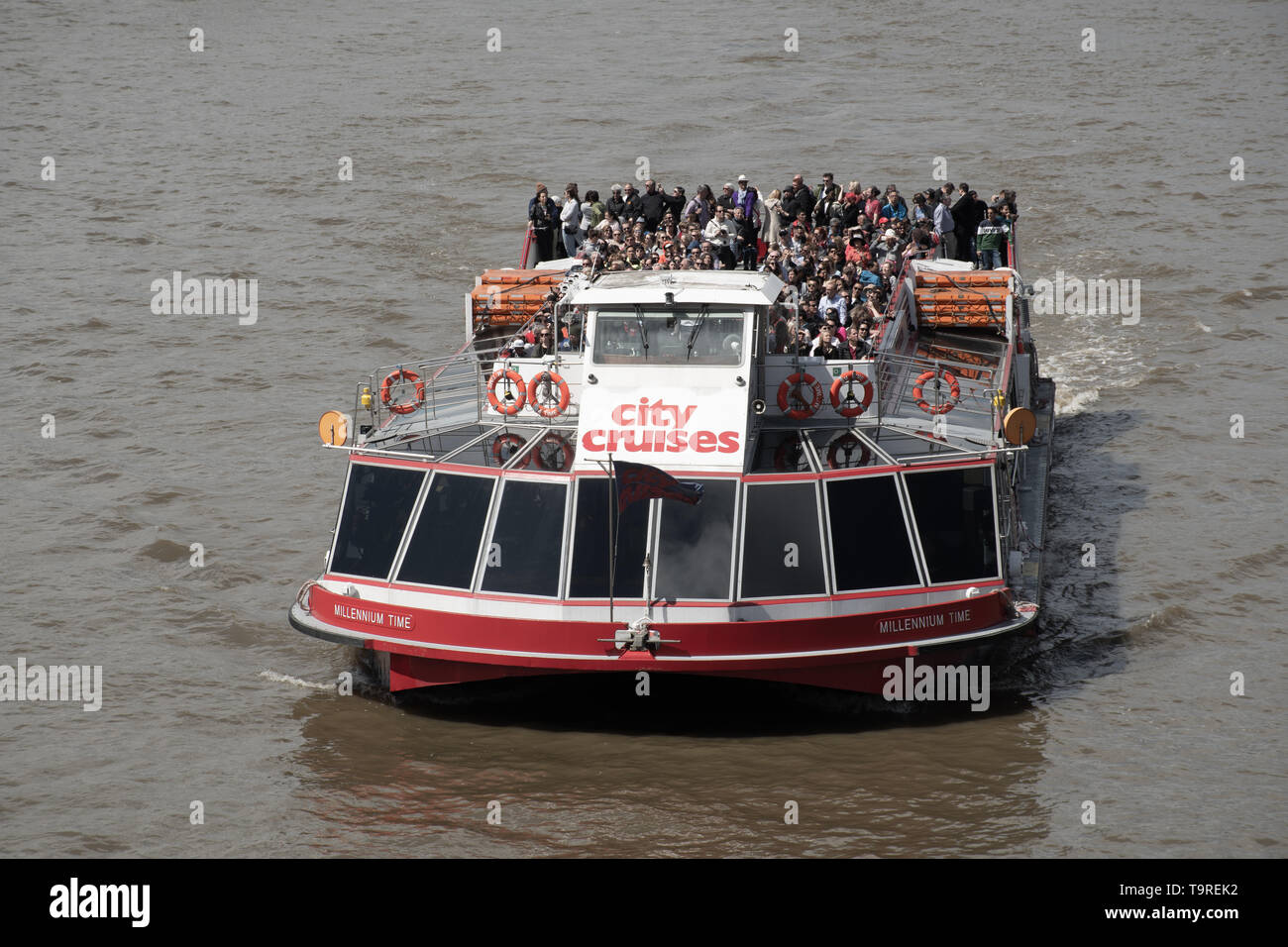 St Pauls  London  United Kingdom  -12 May 2019: Crowded City Cruises boat on Thames Stock Photo