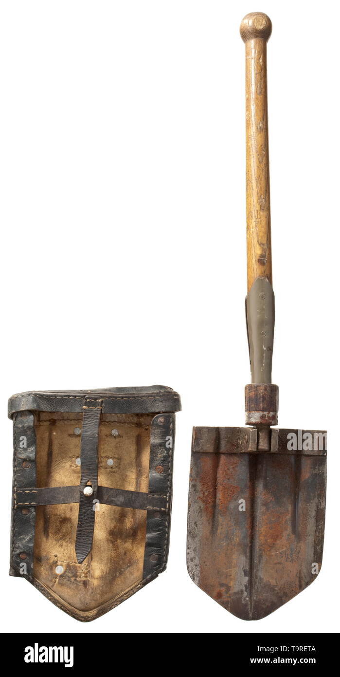 https://c8.alamy.com/comp/T9RETA/a-folding-shovel-with-carry-pouch-depot-piece-from-1940-iron-blade-with-vestiges-of-burnishing-struck-stamping-cjn-1940-wooden-shaft-with-field-grey-painted-mount-and-bakelite-fittings-black-leather-carry-bag-with-cover-reverse-with-vertical-attachment-loop-for-the-belt-and-a-horizontal-attachment-loop-for-the-sidearm-army-acceptance-mark-with-national-eagle-and-beb-41-historic-historical-20th-century-editorial-use-only-T9RETA.jpg