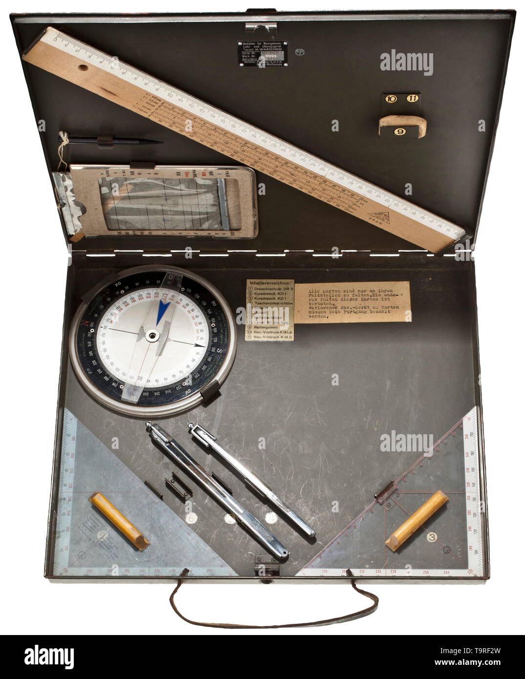 A navigational teaching and exercise device construction by 'H. Warschko', cased historic, historical, Air Force, branch of service, branches of service, armed service, armed services, military, militaria, air forces, object, objects, stills, clipping, clippings, cut out, cut-out, cut-outs, 20th century, Editorial-Use-Only Stock Photo