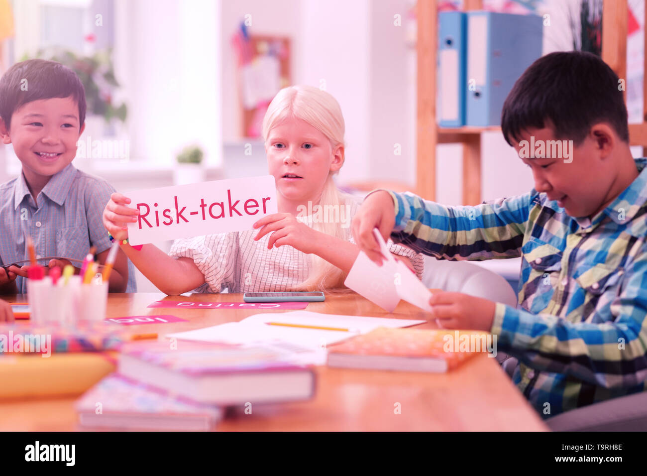 Children Playing A Game With English Words Stock Photo Alamy