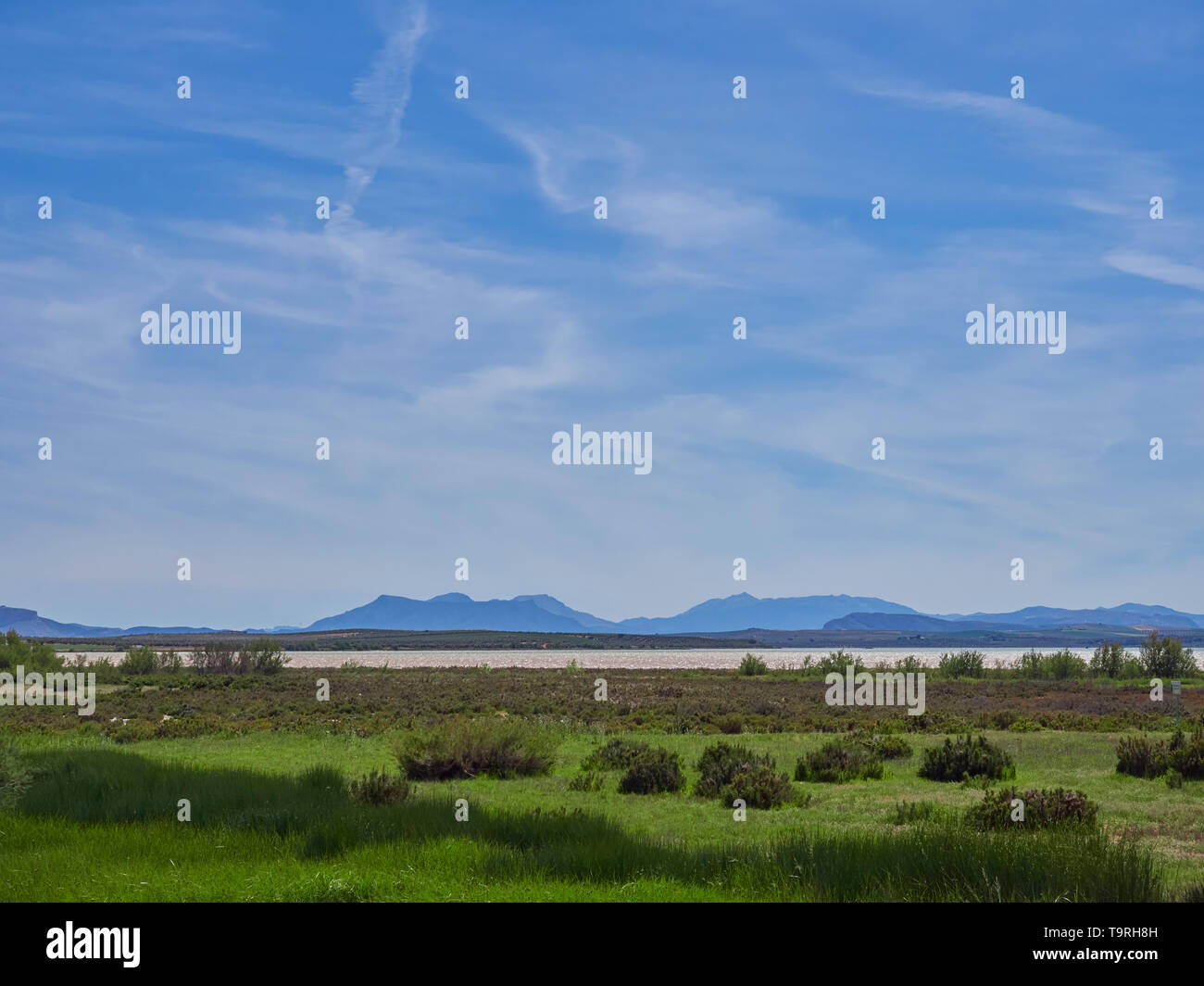 Spanish Mountains around the Lagoon of Fuente de Piedra on a hot