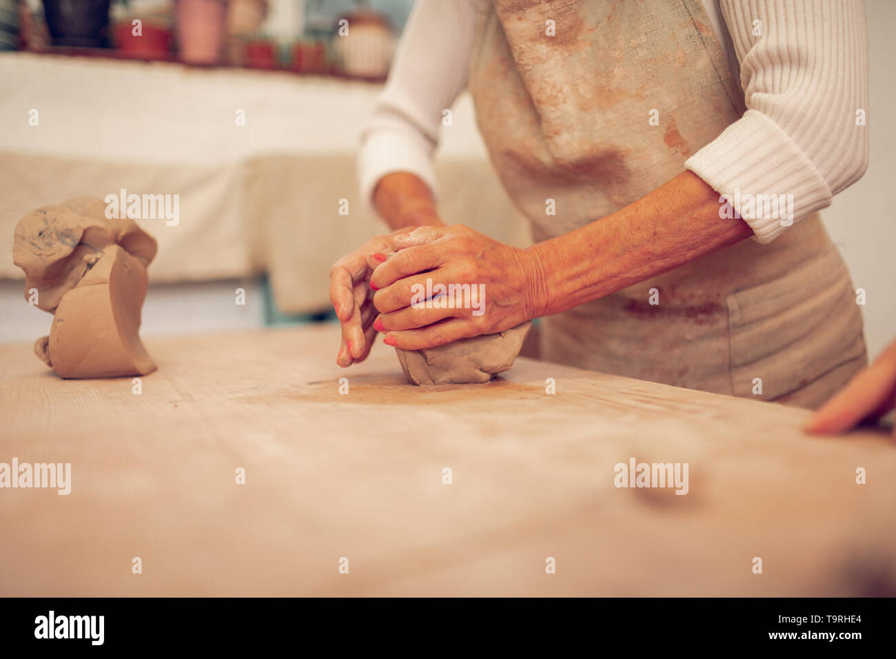 Close up of nice aged womans hands Stock Photo