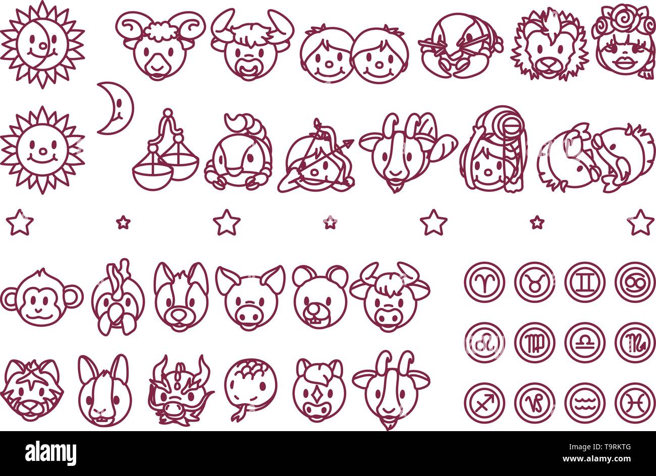 vector zodiac sign icon chinese oriental horoscope Stock Vector Image ...