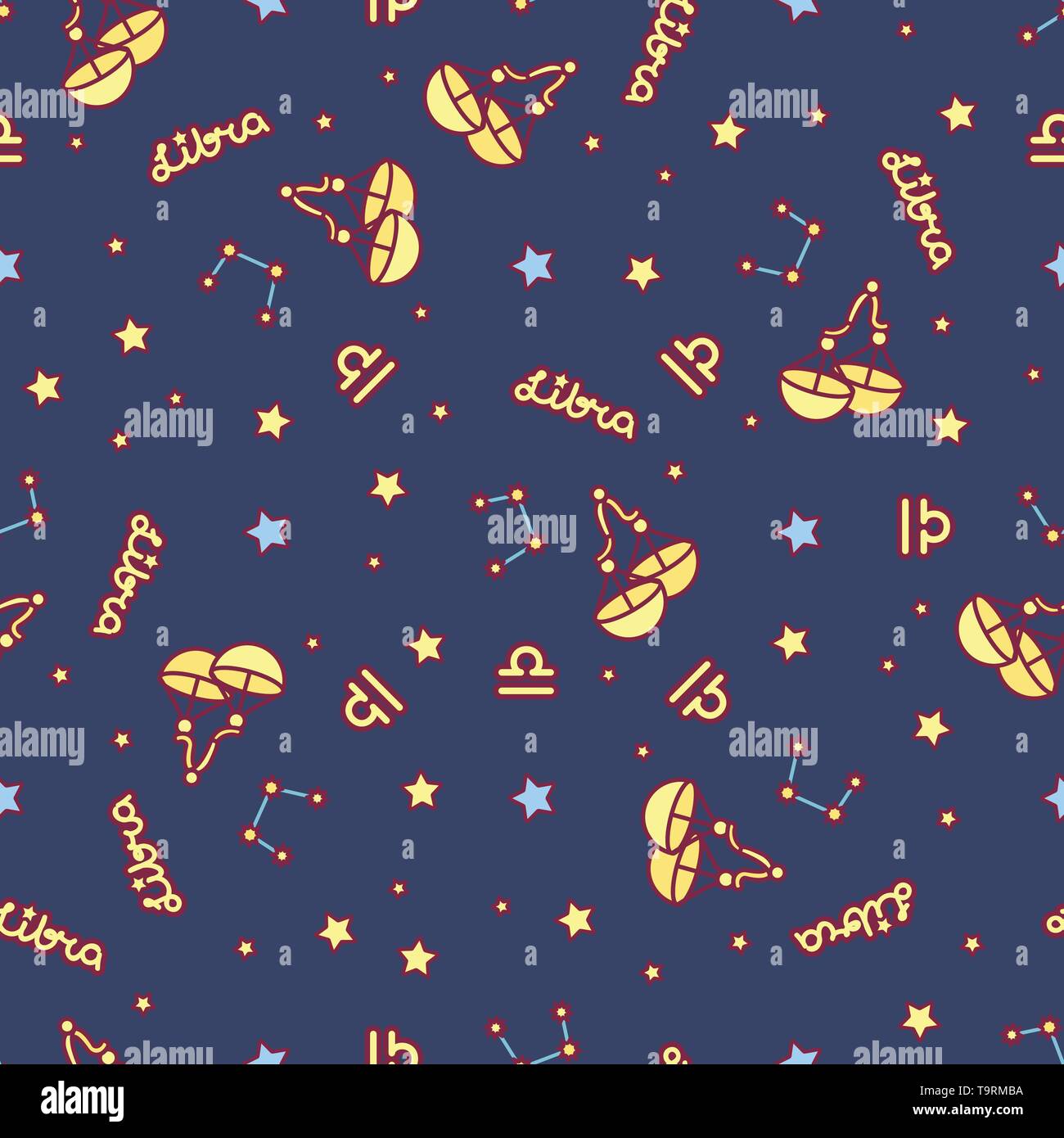 vector seamless pattern cute Zodiac concept art Stock Vector