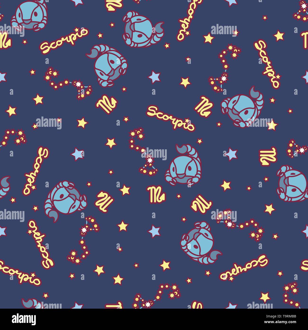 vector seamless pattern cute Zodiac concept art Stock Vector