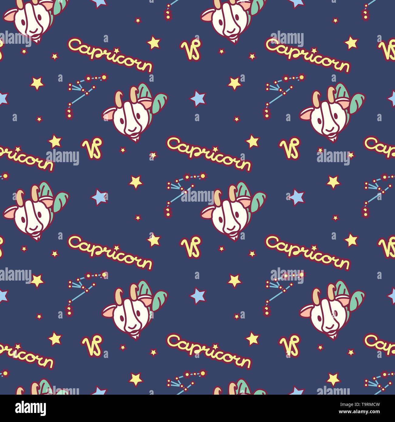 vector seamless pattern cute Zodiac concept art Stock Vector