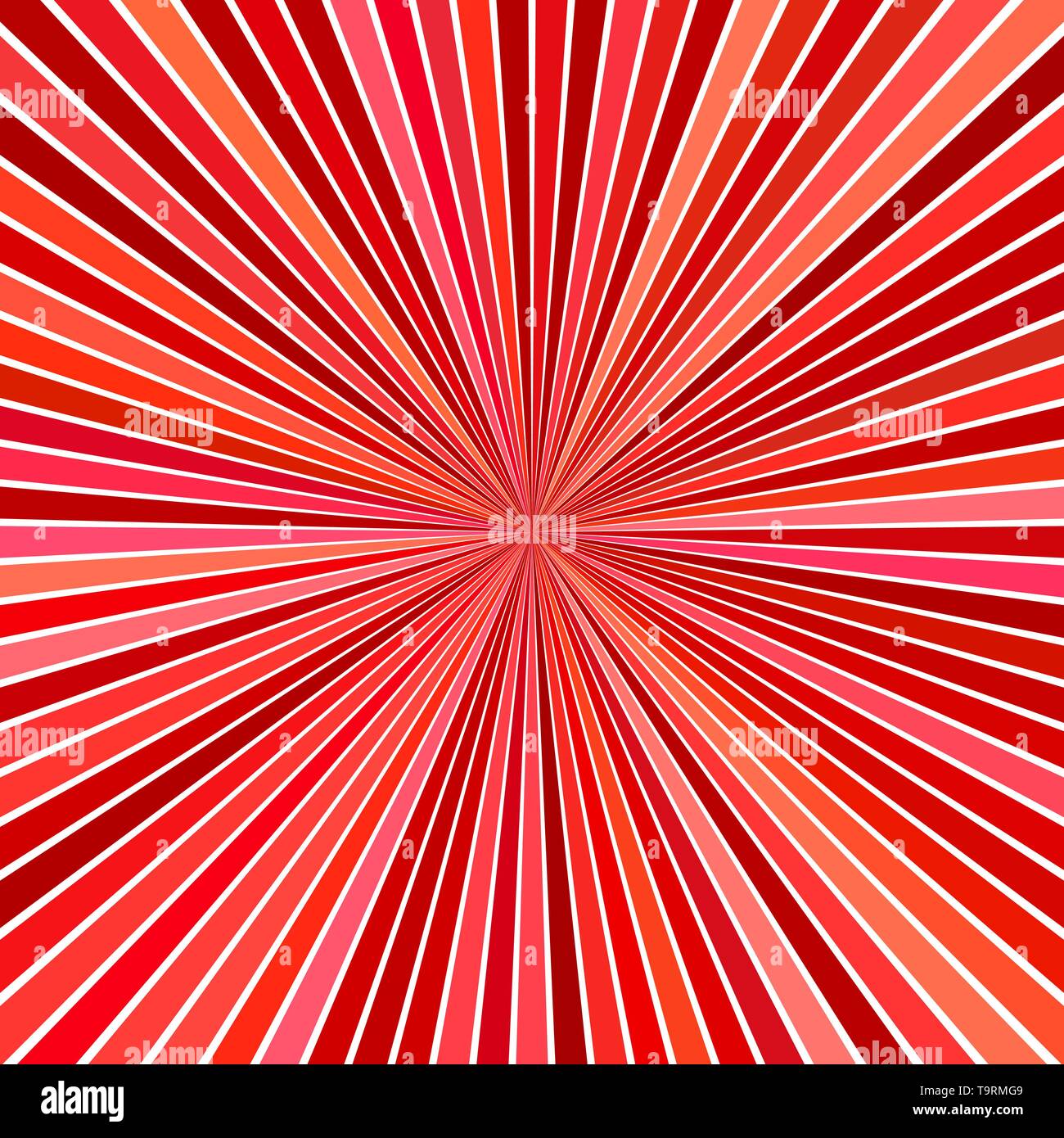 Red geometrical abstract starburst background - vector graphic from striped rays Stock Vector