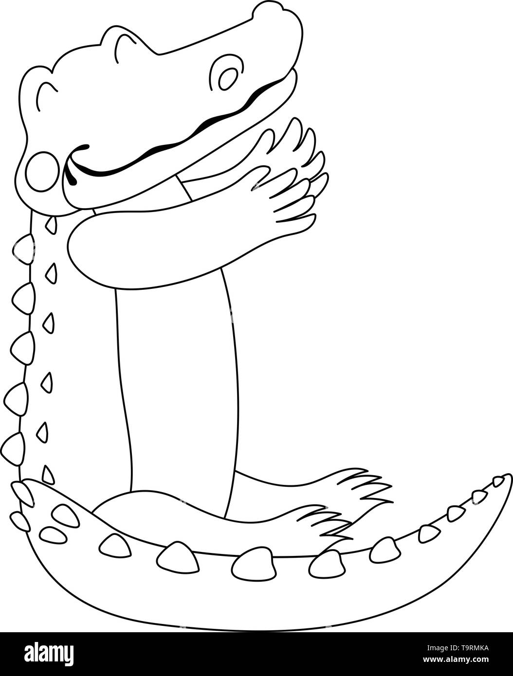 clipart crocodile black and white