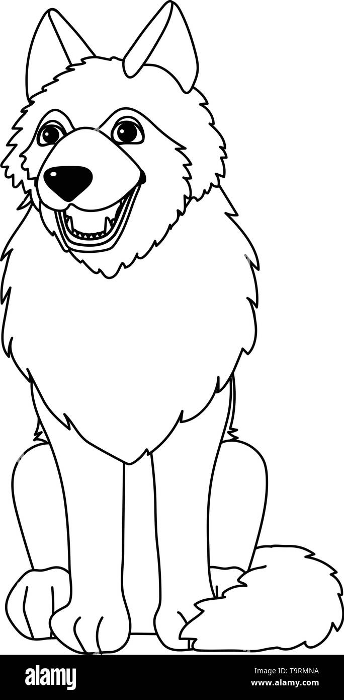 vector line cartoon animal clip art gray wolf, dog Stock Vector Image & Art  - Alamy