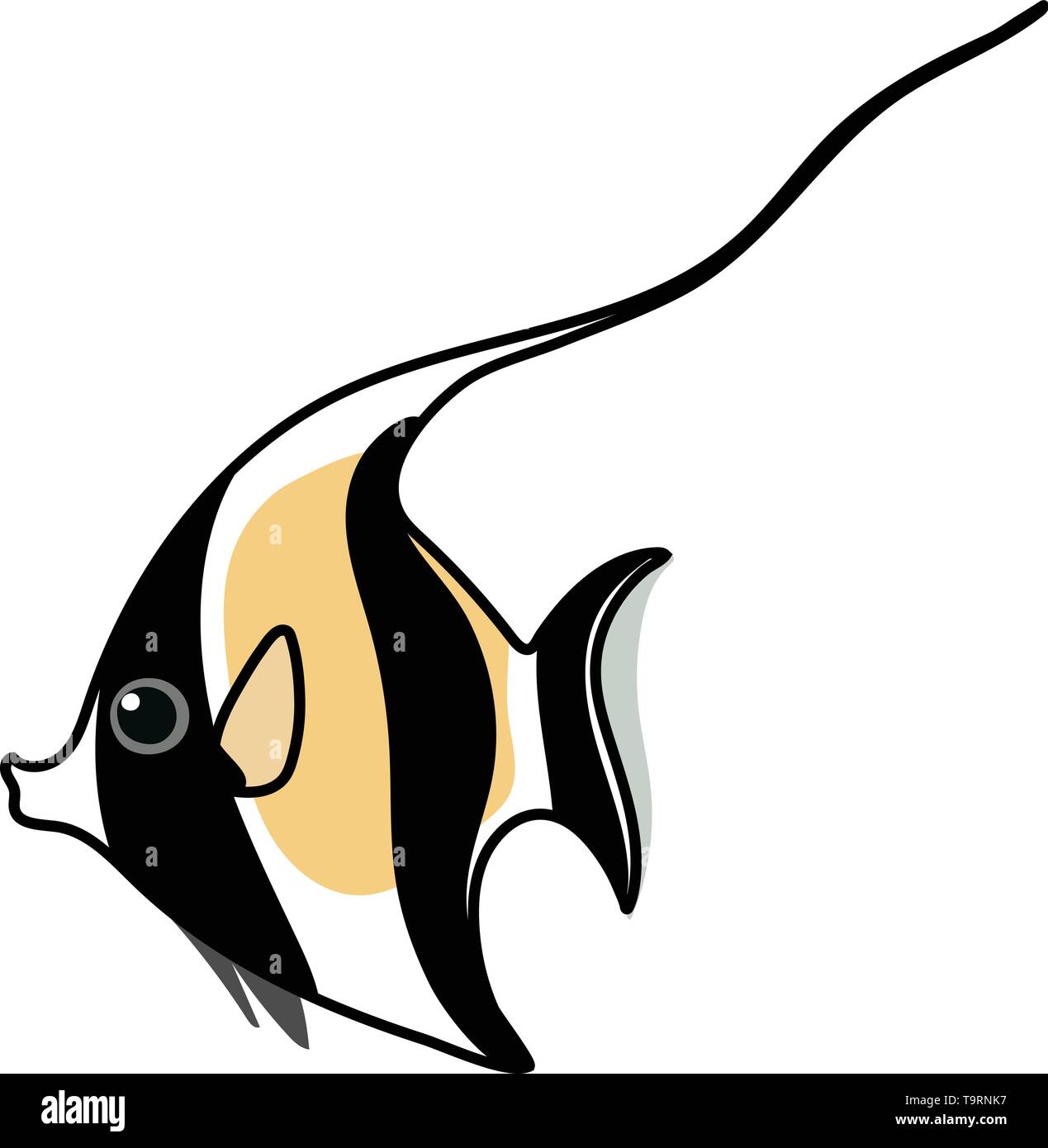 vector scandi cartoon animal clip art moorish idol fish Stock Vector