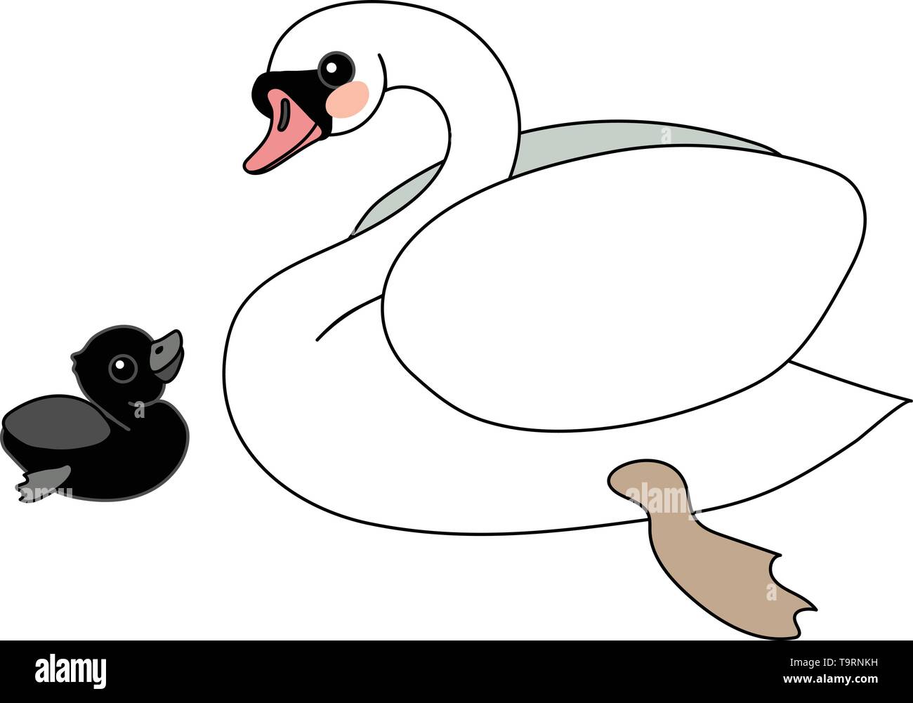 vector scandi cartoon animal clip art white mute swan Stock Vector