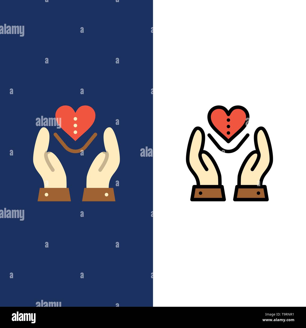 Care Compassion Feelings Heart Love Icons Flat And Line