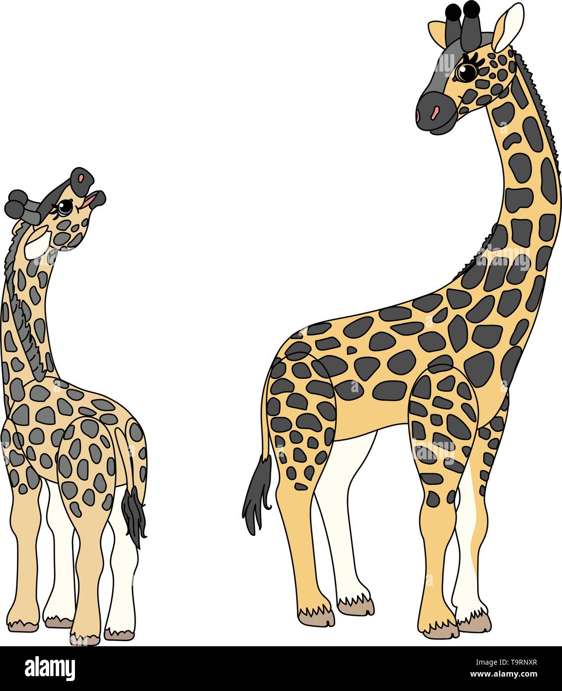 vector scandi cartoon animal clip art giraffes family Stock Vector