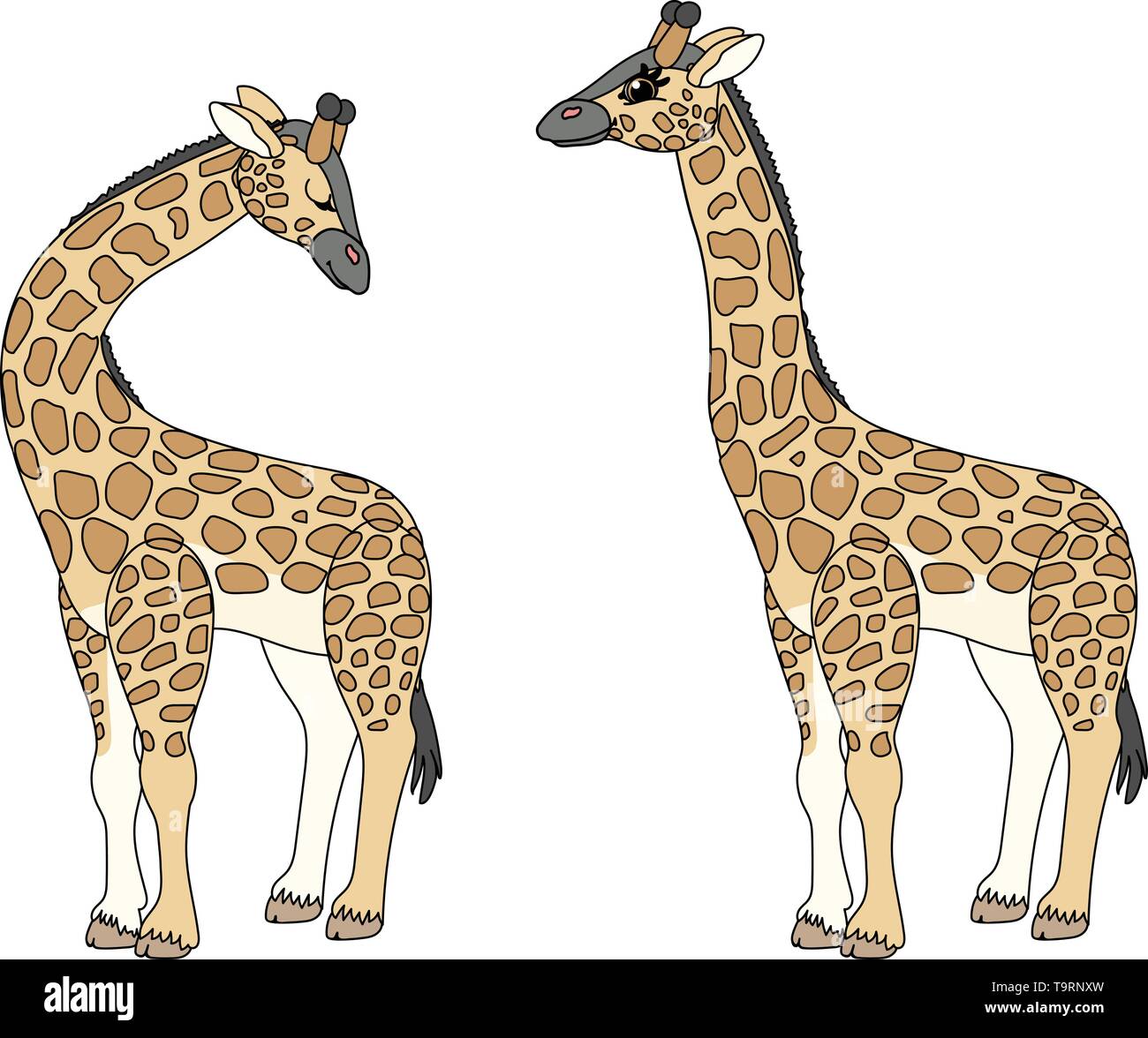 vector scandi cartoon animal clip art lady giraffe Stock Vector