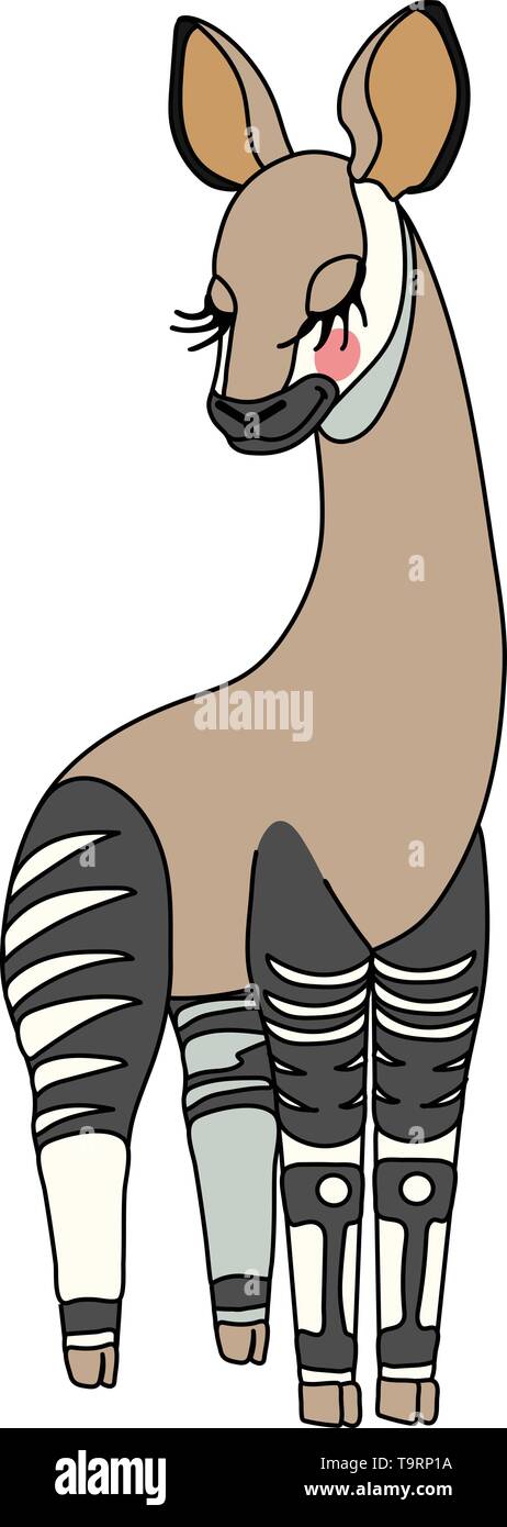 vector scandi cartoon animal clip art cute okapi Stock Vector