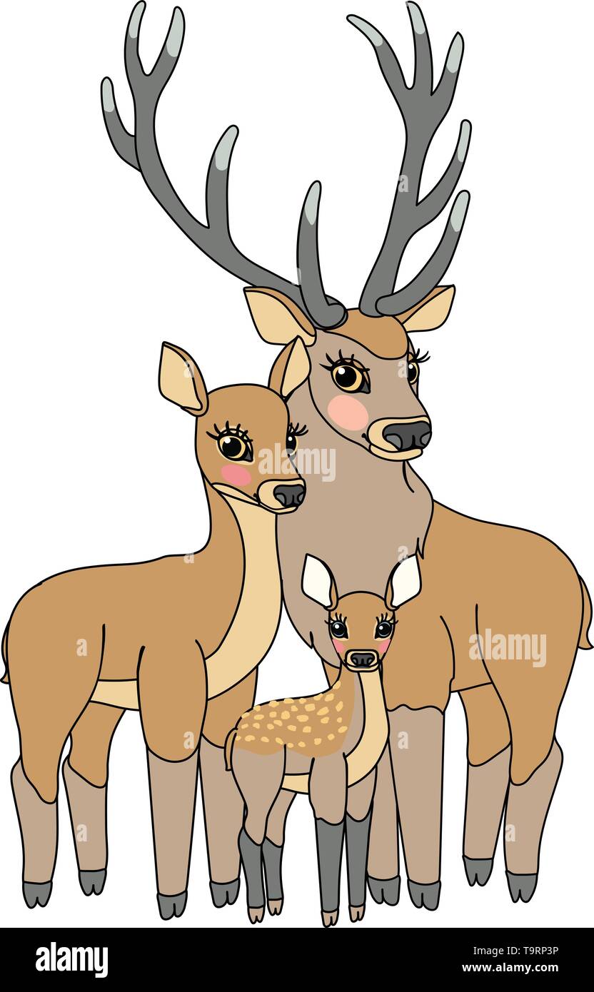 vector scandi cartoon animal clip art Red deers family Stock Vector Image &  Art - Alamy